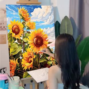 Digital Oil Painting DIY Sunflower Oil Painting High-End Fill-in Color Decorative Painting Acrylic Hand-Painted Drop Shipping