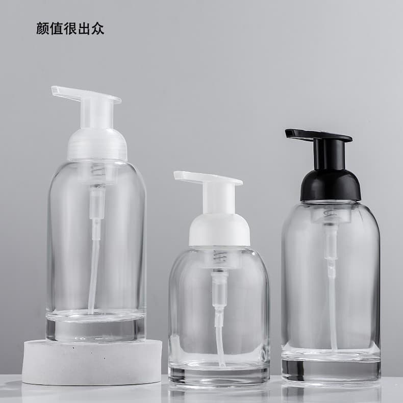 Manufacturer's spot wholesale and retail 250ml frosted hand sanitizer bottle, transparent foaming bottle, 375ml glass foam bottle