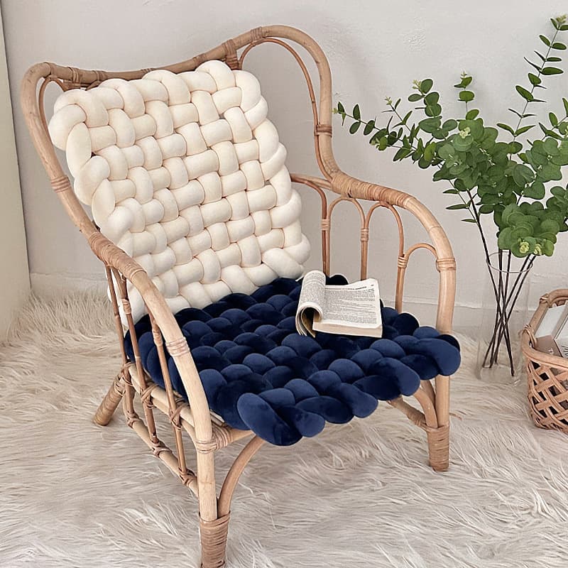 Ins influencer home decor living room sofa back pillow bed headrest cushion solid color handwoven seat cushion