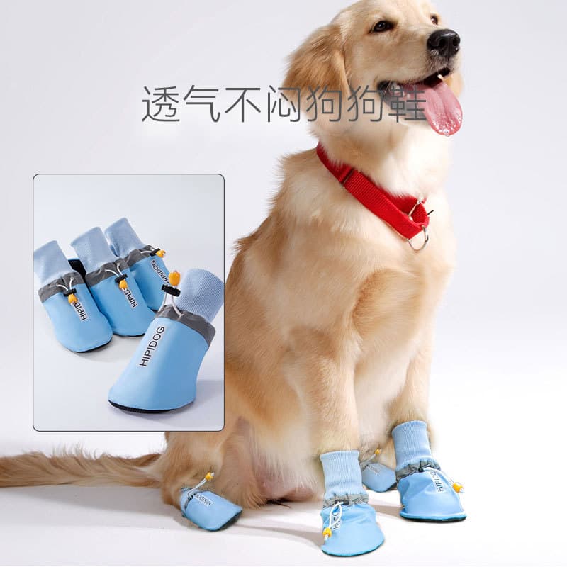 Non-Slip Double-Layer Large Dog Shoes, Medium and Large Dog Four-Season Universal Outdoor Black Foot Covers, Set of 4 Pet Supplies