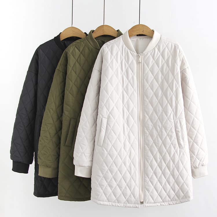 B4 plus-size women's wear autumn and winter new style for plus-size women, nylon twill waterproof and anti-static mid-length baseball cotton coat 215.