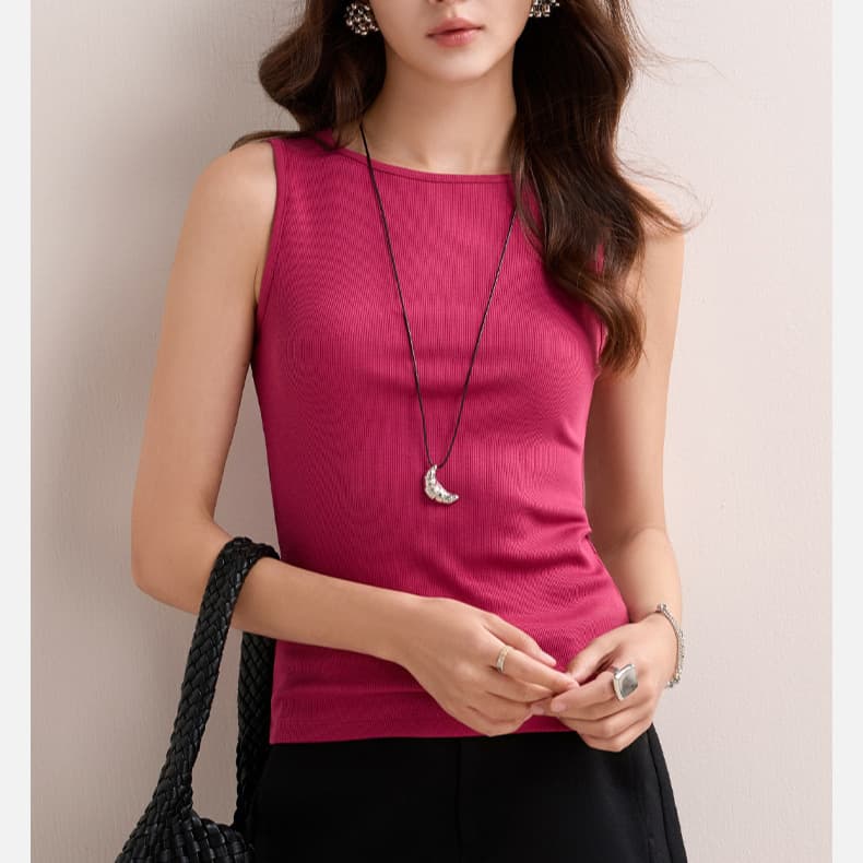 Yokesi American-style Spicy Girl Off-Shoulder Wide Strap Tank Top Women's Summer Slim Fit Sleeveless T-Shirt Base Layer