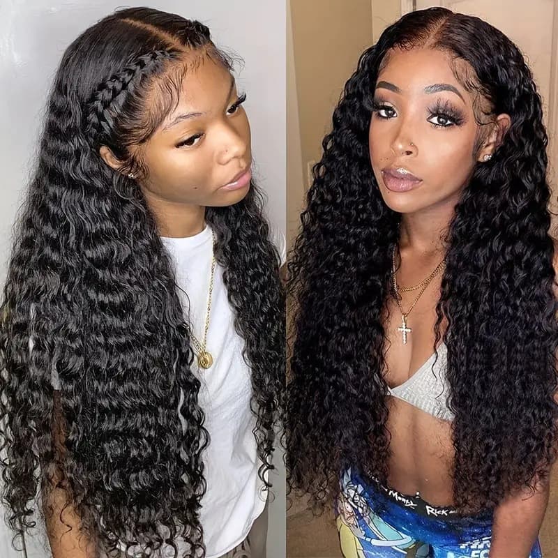 Foreign Trade New Black Long Curly Wig for Women, Cross-Border Fashion African Small Curls, Realistic Middle-Parted Full Wig
