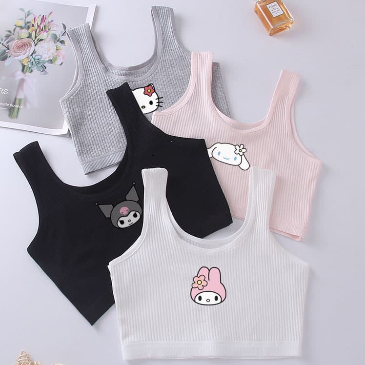 Girls Cotton Bra Vest for Elementary and Middle School Students, Double-Layer Anti-Nipple Show Through, Camisole Sports Bra