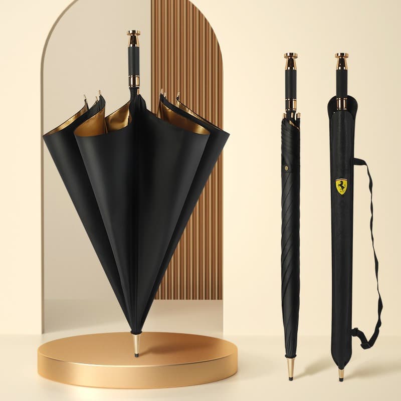 New Premium Gold Rubber Golf Umbrella with Rolls-Royce Logo, UV Protection, Business Umbrella for Mercedes-Benz, BMW, Porsche
