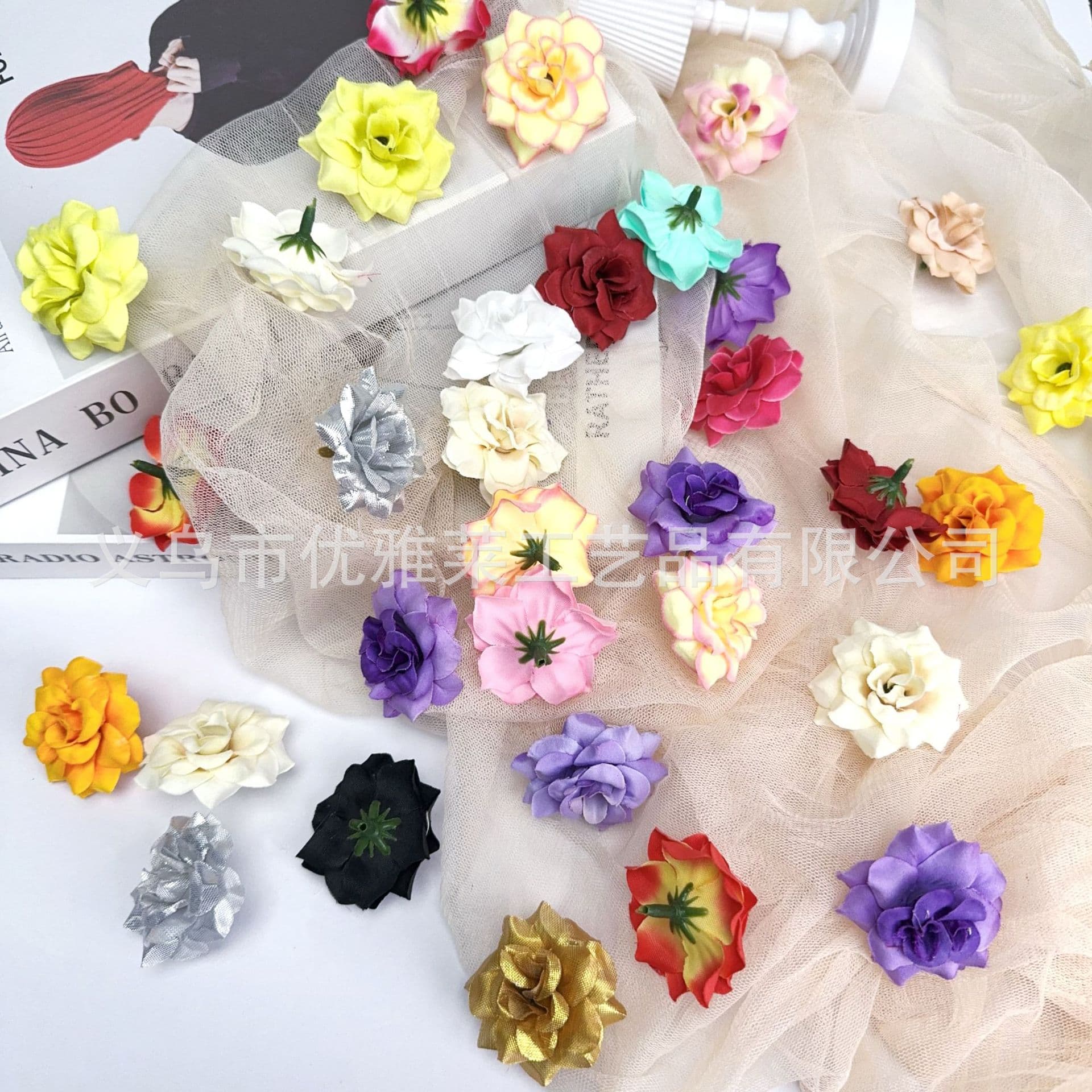 5cm new small curled handmade artificial flowers diy headwear hat flowers shoes flowers vacation beach silk flower shooting props