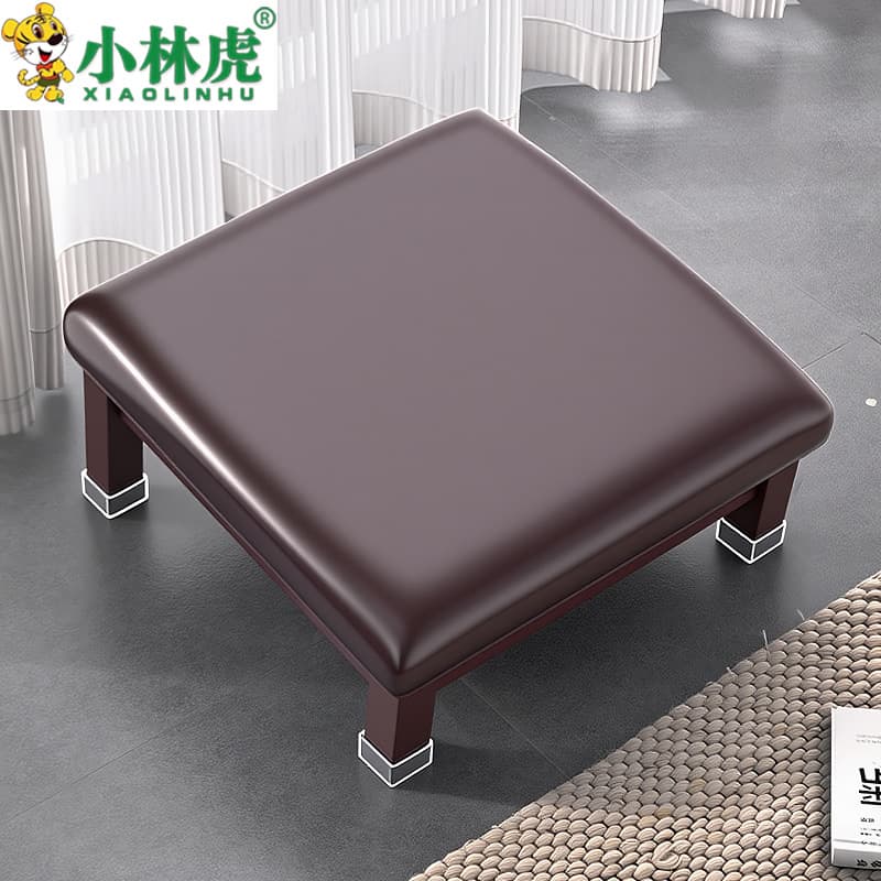 Large ceremonial kneeling cushion with solid wood prayer stool, meditation bowing pad, thick foam for temple or home use