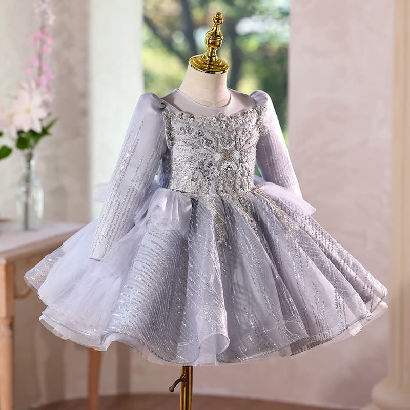Premium Children's Little Dress Spring Long Sleeve Flower Girl Baby One Year Old Birthday Party Princess Dress Toddler