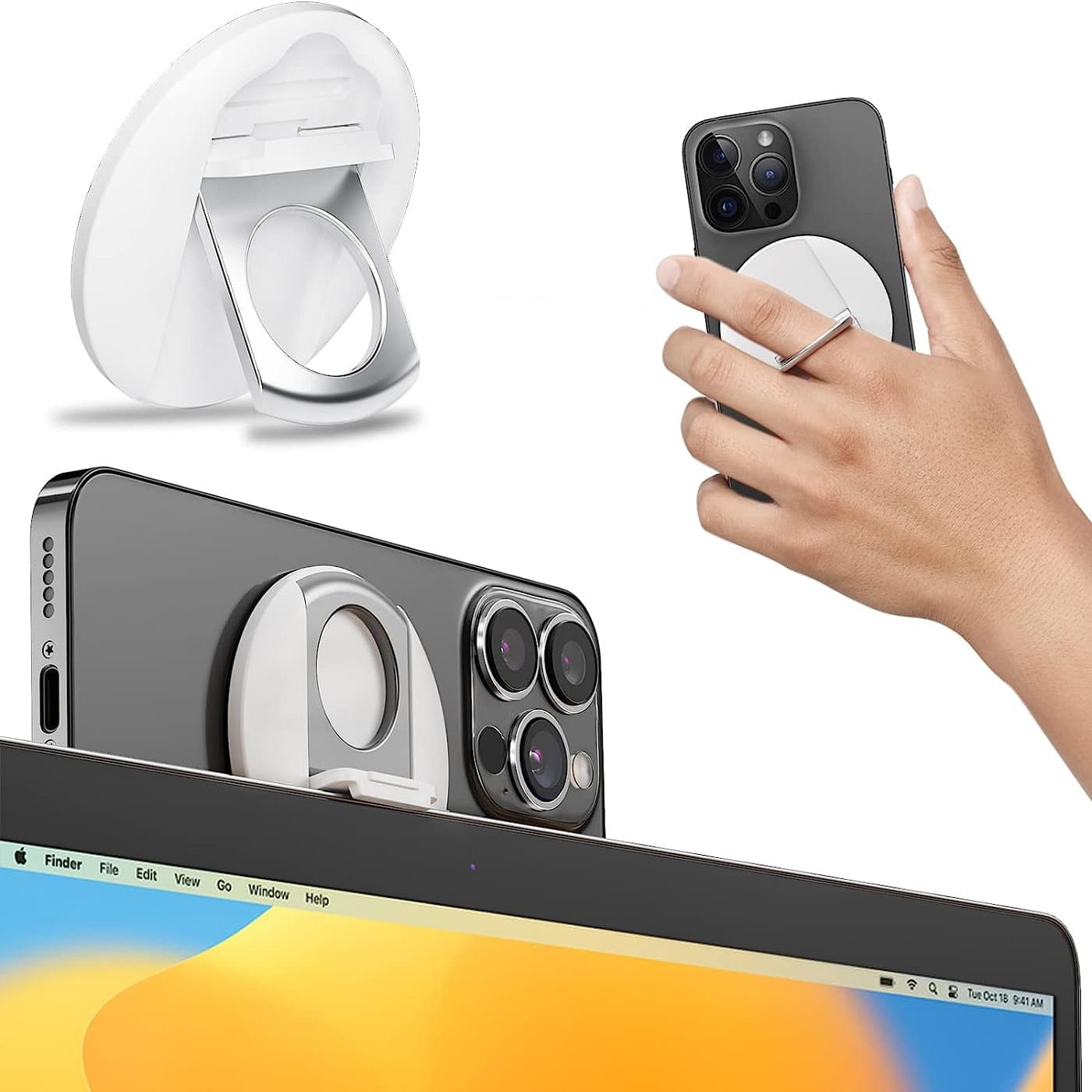 Digital Computer/mobile Phone Stand - Foldable Desktop Holder For Phones Tablets - Sturdy Metal Construction