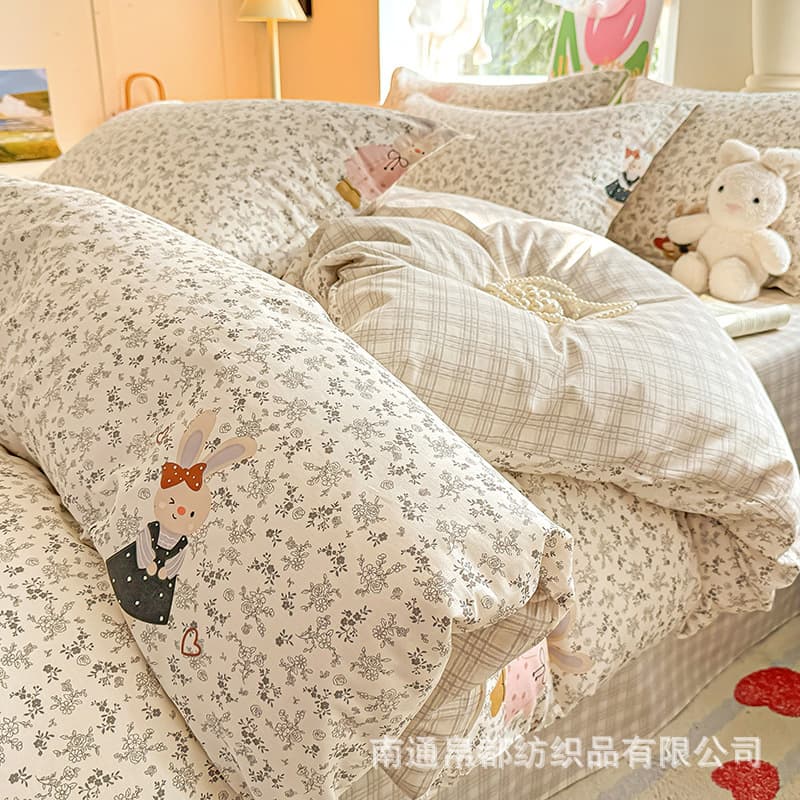 Spring and Summer New Style All-Cotton Fresh Floral Print Single Duvet Cover, Pure Cotton, Breathable and Skin-Friendly, Suitable for All Seasons, Single Piece Duvet Cover