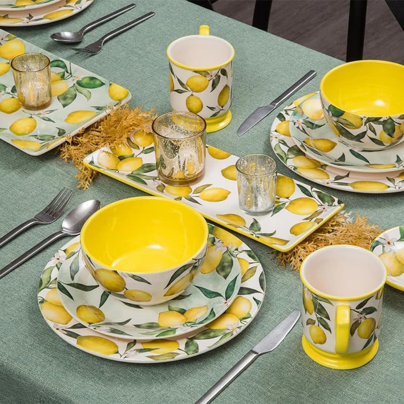 Creative lemon plate ins style home dish plate Thai restaurant plate round ceramic fruit salad plate