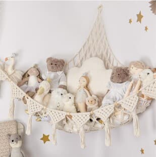 Stuffed Animal Toy Storage Hanging Net, Room Decoration, Hand-Woven Cotton Rope, Cross-Border Triangle Toy Net