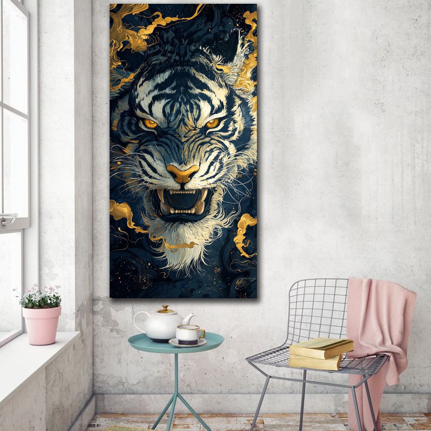 Cross-border DIY 5D Adult Diamond Painting Kit Tiger Head Animal Series Large Entryway Art
