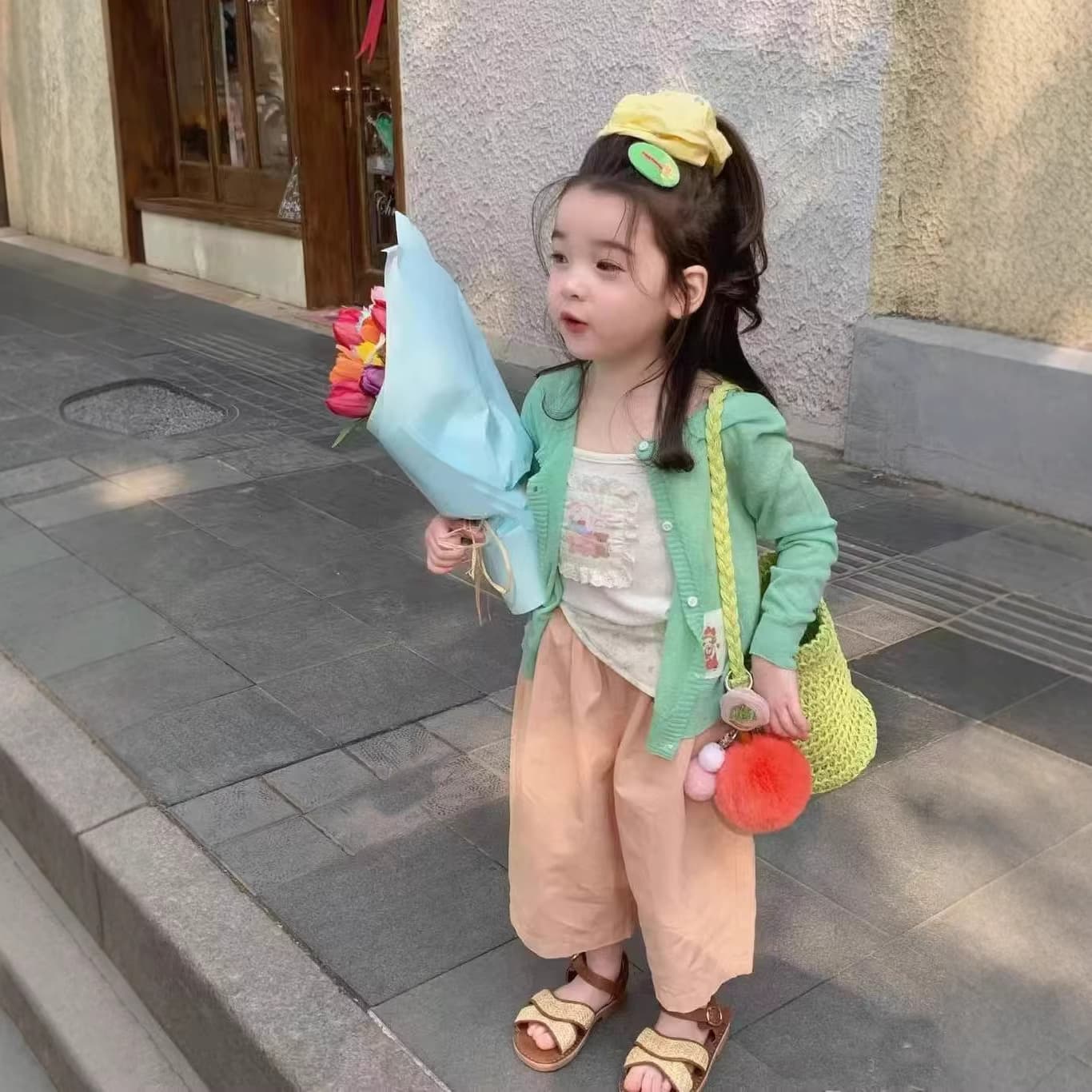 Girls' Sweater 2026 New Autumn Versatile Single-Breasted Knit Cardigan Coat Baby Sun-Protection Knitwear
