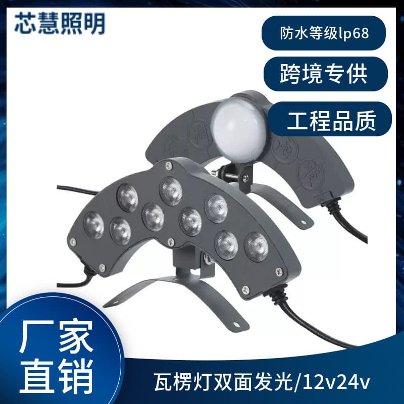 Led Double-Sided Light-Emitting Corrugated Lamp Outdoor Waterproof Ancient Building Spotlight Temple Pavilion Archway Antique-Style Curved Design
