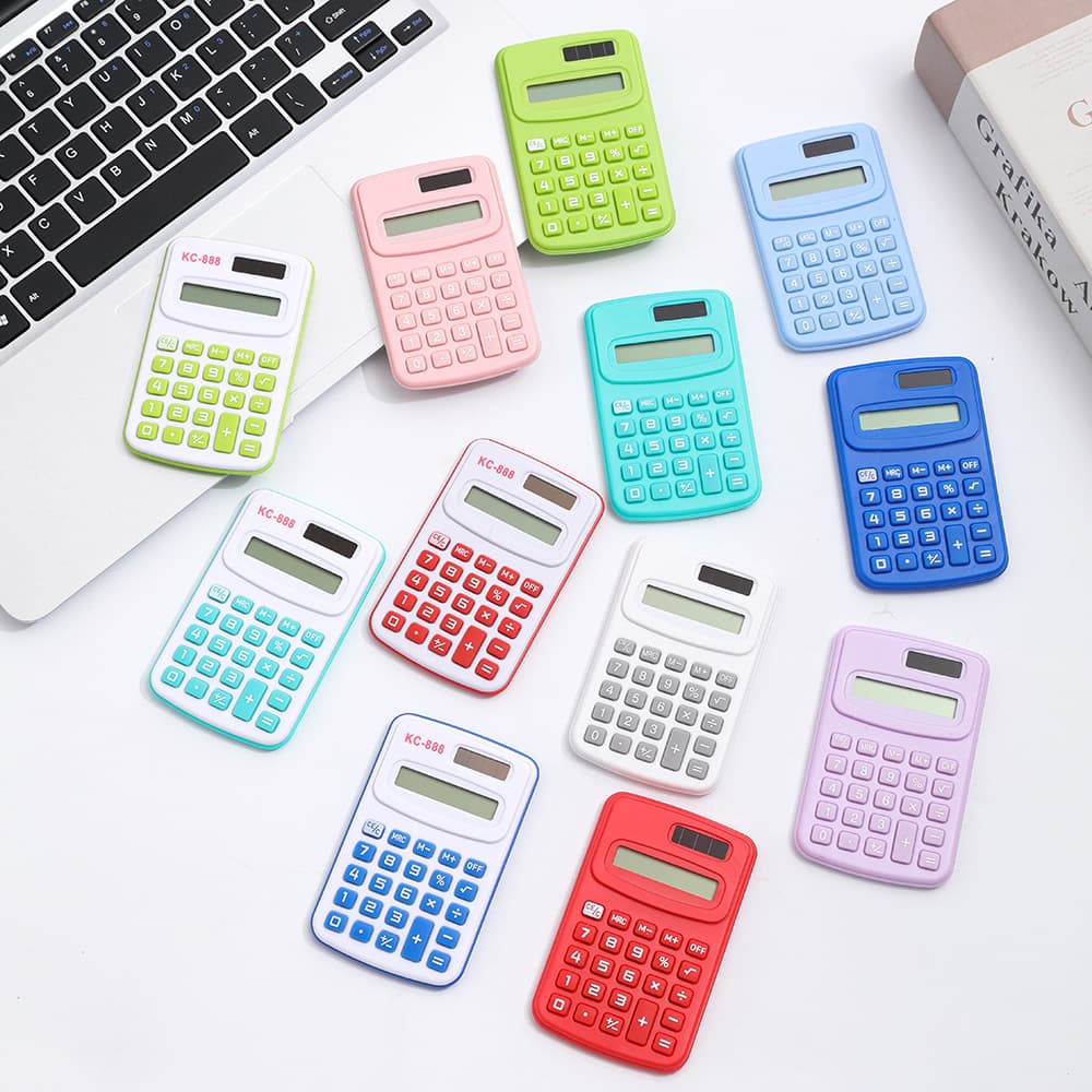 Cross-border Bestseller Mini Pocket Calculator Colorful Macaron Cute Cartoon LOGO Printing Elementary School Student Gift