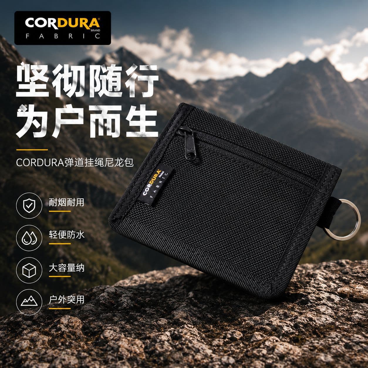 New CORDURA Ballistic Lanyard Nylon Wallet 1680D Bifold Wear-Resistant Portable Men's Wallet