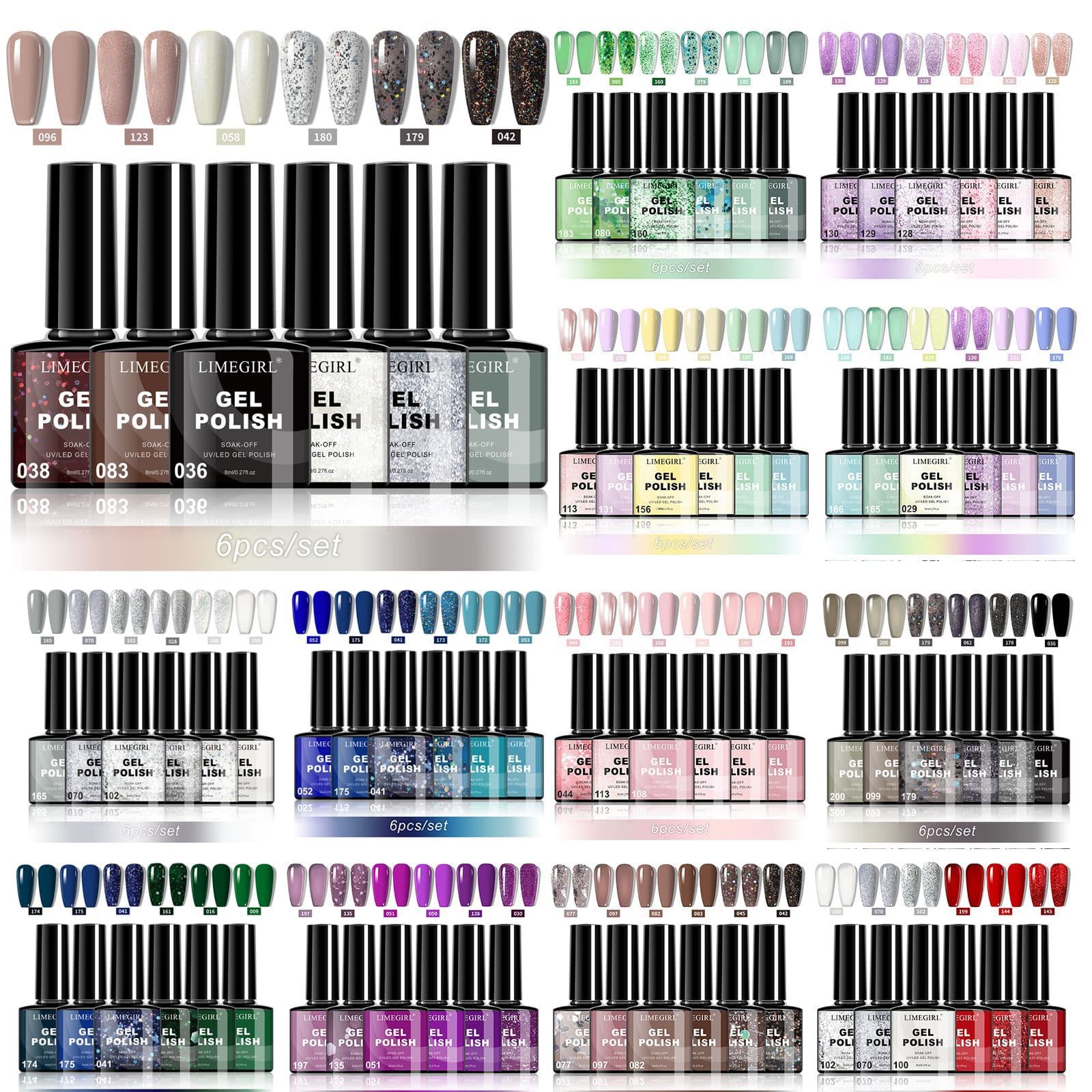 6-Color Gel Nail Polish Set Series Trendy Color System UV Gel CPSR Nail Art Cross-Border Supply