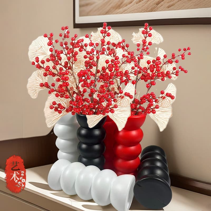 Wholesale vase light luxury high-end ins modern Nordic style plastic material entrance flower arrangement European style red set