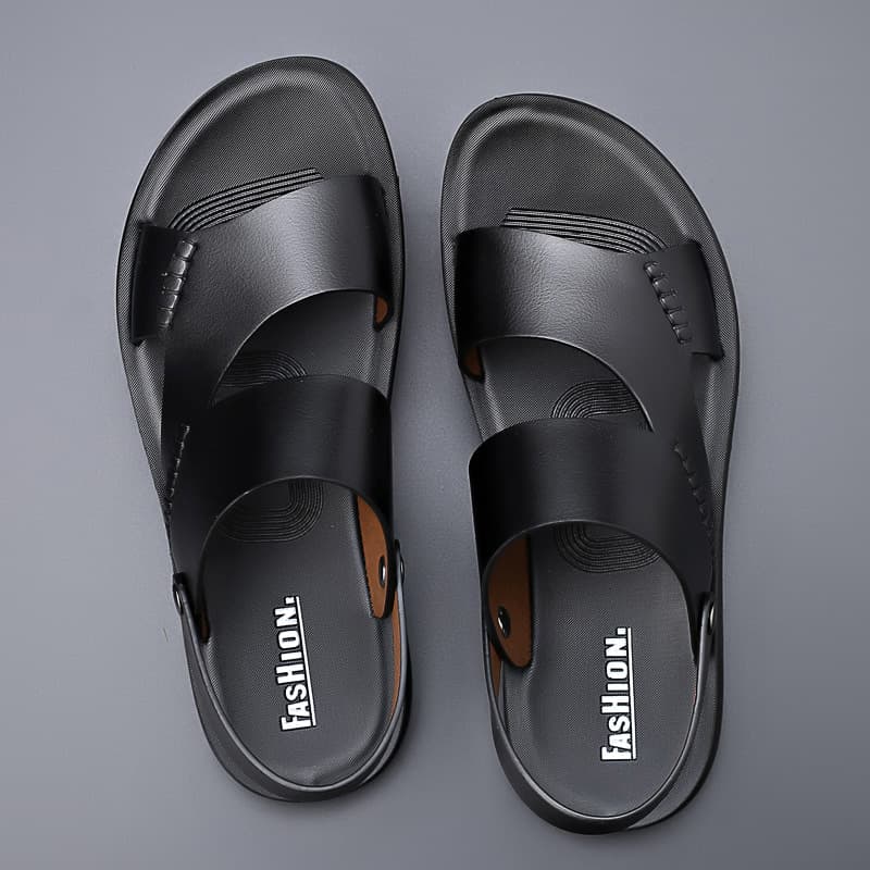 Factory Wholesale Men's Slippers 2026 New Summer Soft Sole Casual Beach Shoes Dual-Purpose Cowhide Sandals