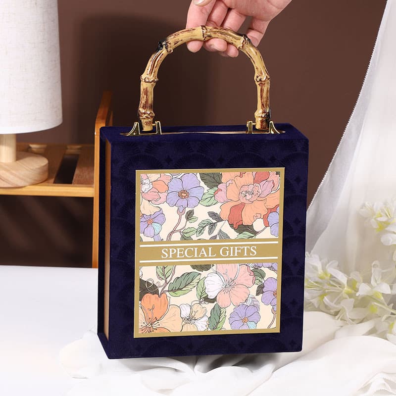 Mysterious Garden Dark Blue Chinese Style Bride Wedding Souvenir Candy Box Birthday Gift Portable Empty Box