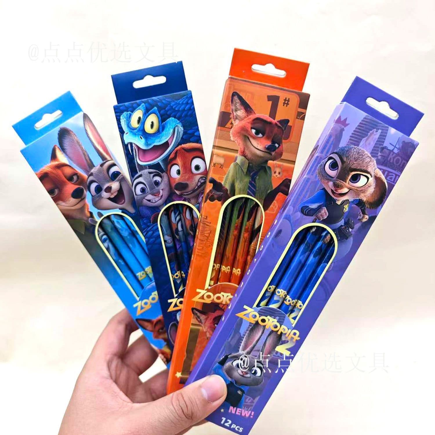 Zootopia 2 Themed 2B Pencil Set with Eraser and Sharpener, Cute Cartoon for Kids, Judy Nick Gary