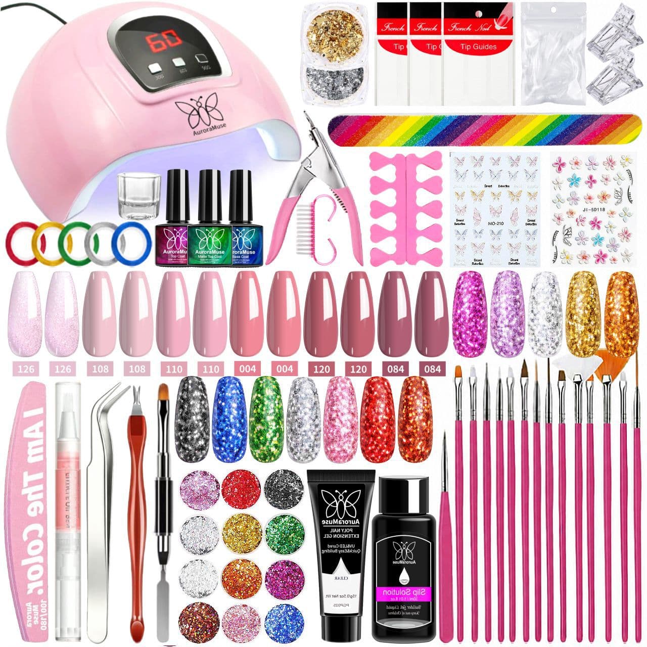 X4 Nail Lamp 6-Color Nail Gel Polish Set 12-Color Glitter Set New Nail Art Decoration Extension Gel Set