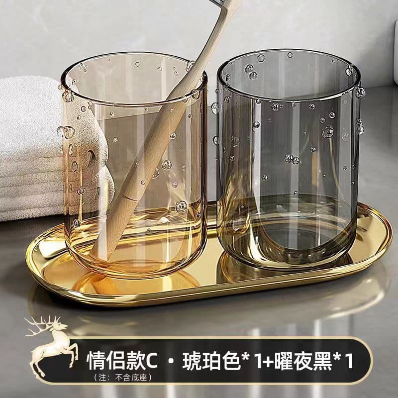 Mouthwash Cup Set Couple Toothbrush Cup Kids Bathroom Cup Transparent Toothbrush Storage Box Luxury Dental Cup Parent-Child