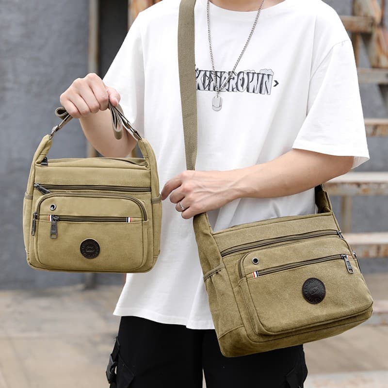 2025 casual new versatile trendy shoulder bag men's business commuting large capacity crossbody bag wear-resistant canvas bag
