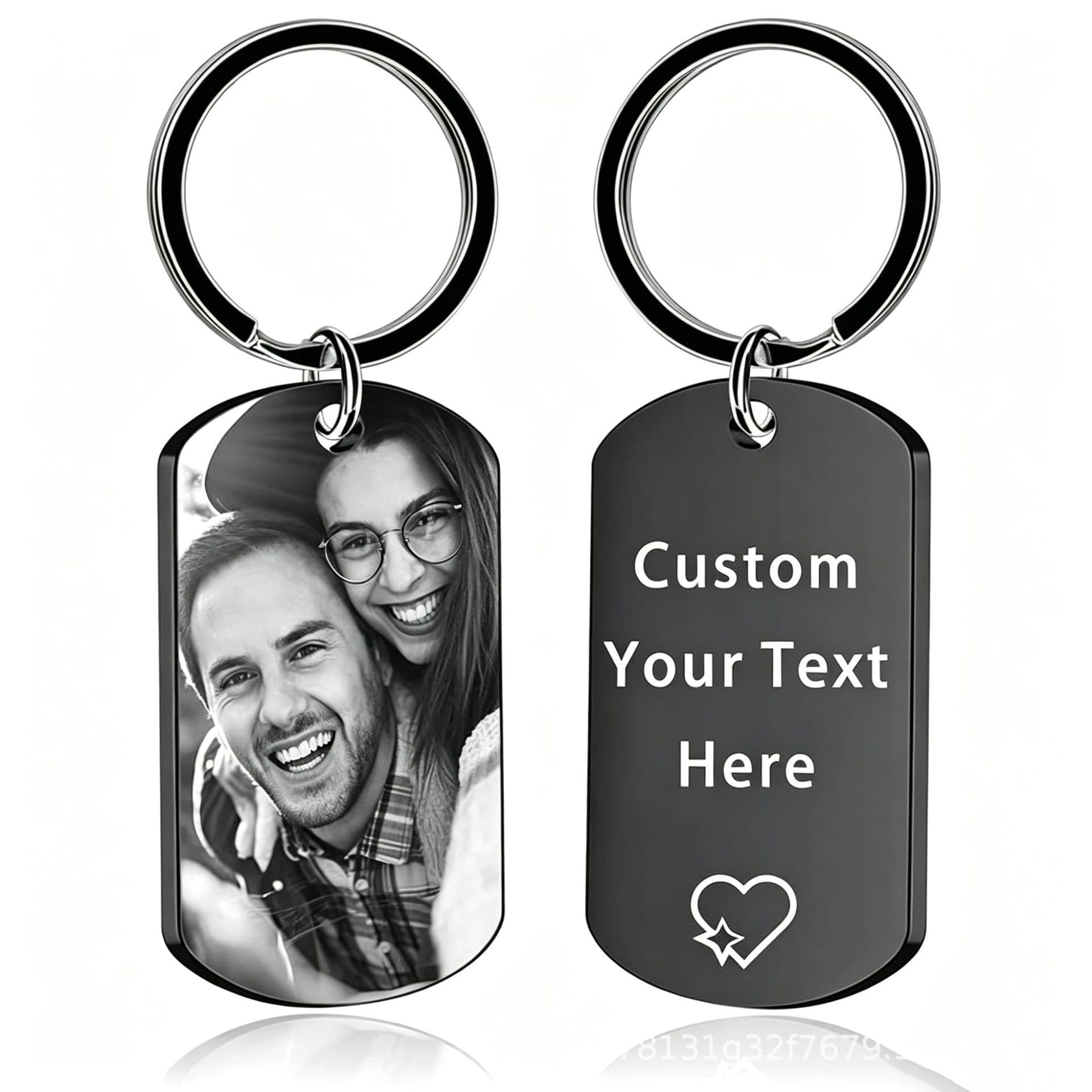 Custom Keychain Personalized Photo Text Keychain for Boyfriend Dad Men Pendant Gift