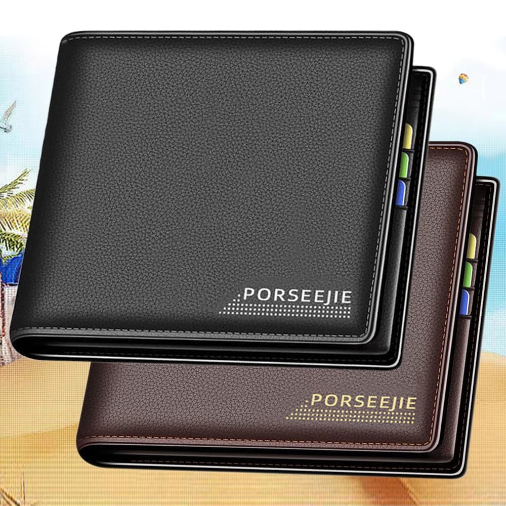 Men's Short Large Capacity Leather Wallet Card Holder PU Material Unisex Style Home Storage Wallet for Men Spring 2023