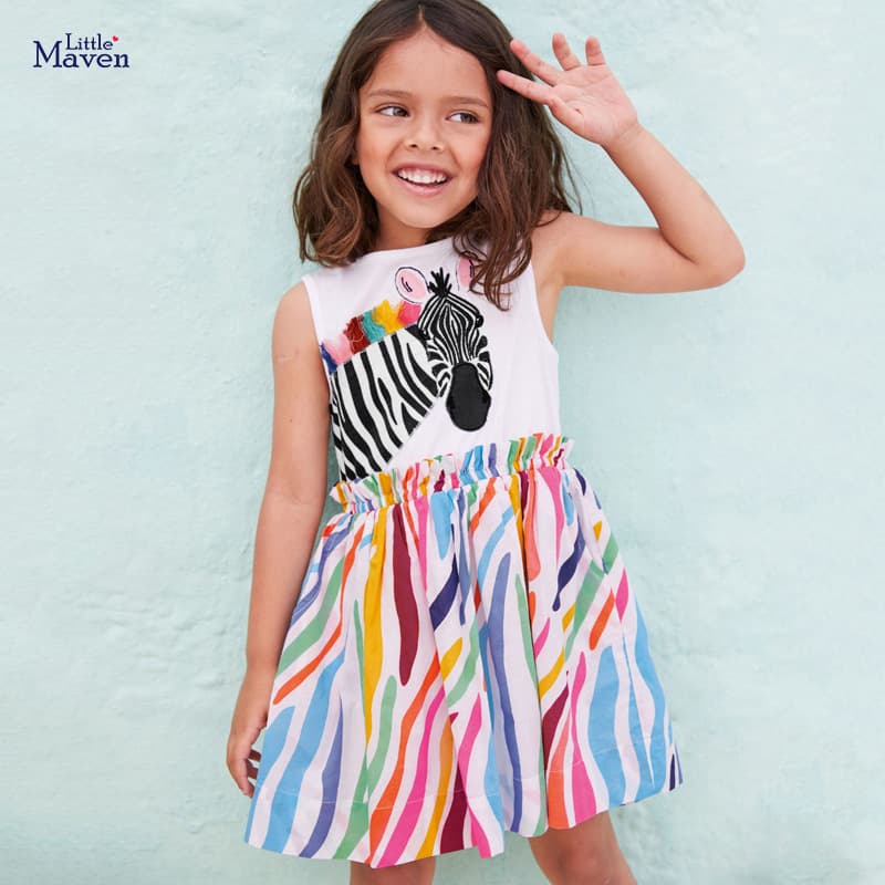 Little maven European and American children's clothing summer new girls' dress knitted sleeveless cotton girls' skirt