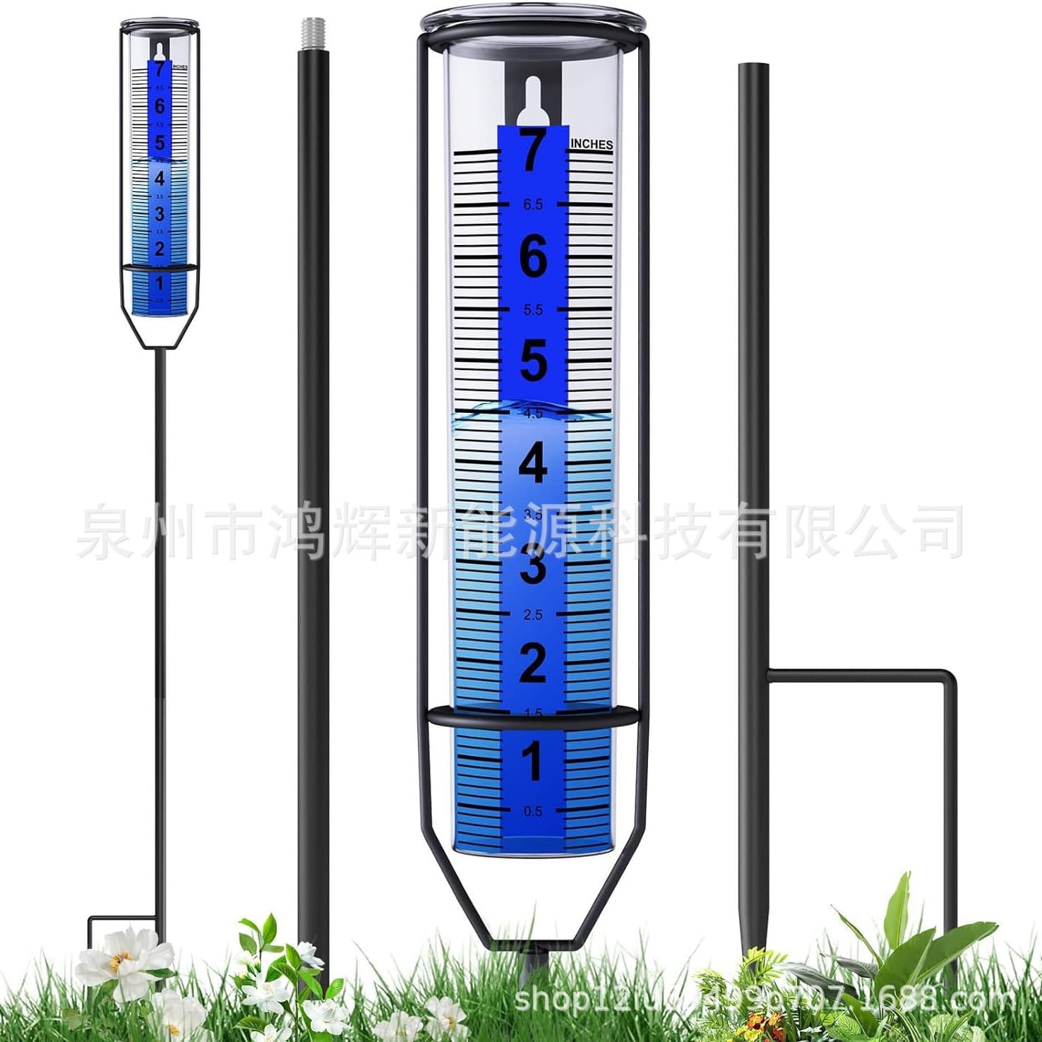 Amazon Garden Iron Outdoor Rain Gauge Rainfall Meter Craft Plastic with Blue Stripes Large Letter Measuring Cup Spiral