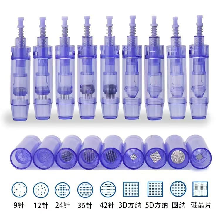 Microneedle Electric Microneedle Cartridge A1 Blue Microneedle Cartridge MTS Electric Beauty Device Nano Silicon Crystal Microneedle Cartridge