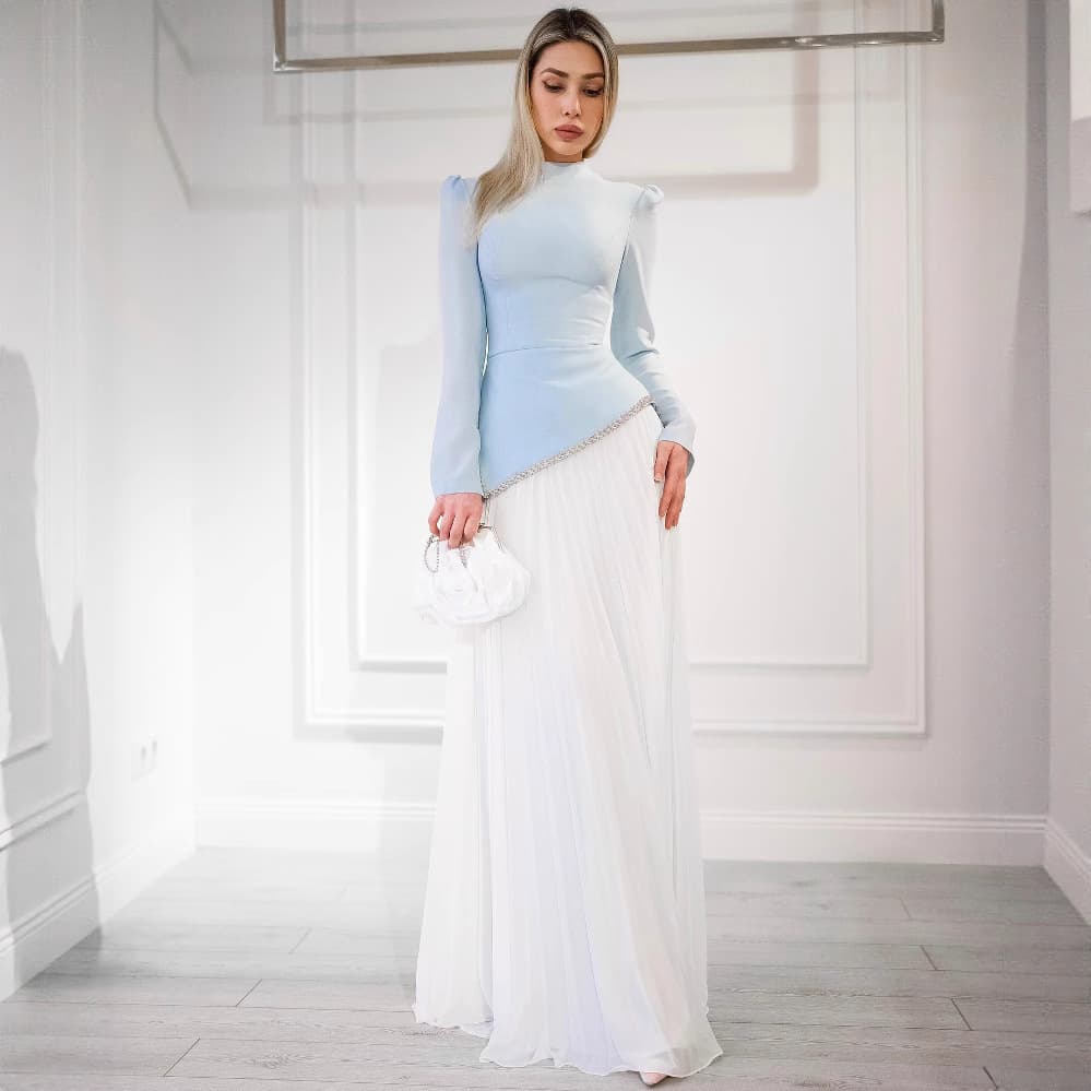 2025 Spring Cross-Border European and American Women's Fashion Independent Station Amazon Elegant Chiffon Sequin Pleated Evening Dress