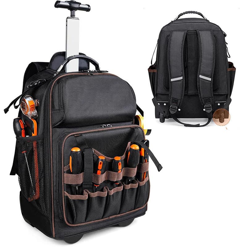 Cross-border Hot Selling Heavy-duty Rolling Tool Bag with Wheels Construction Worker Trolley Bag Electrician Tool Bag