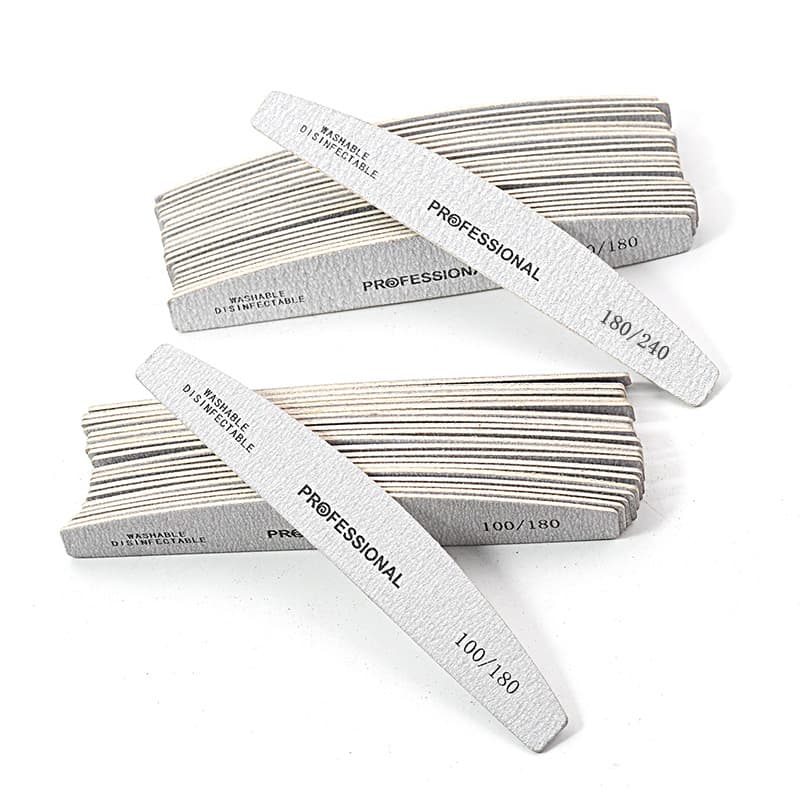 Professional Xiuzhenjia Nail File Thin Double-Sided Grit Sanding Strip Wooden Thin File Gray White Double-Sided Finger
