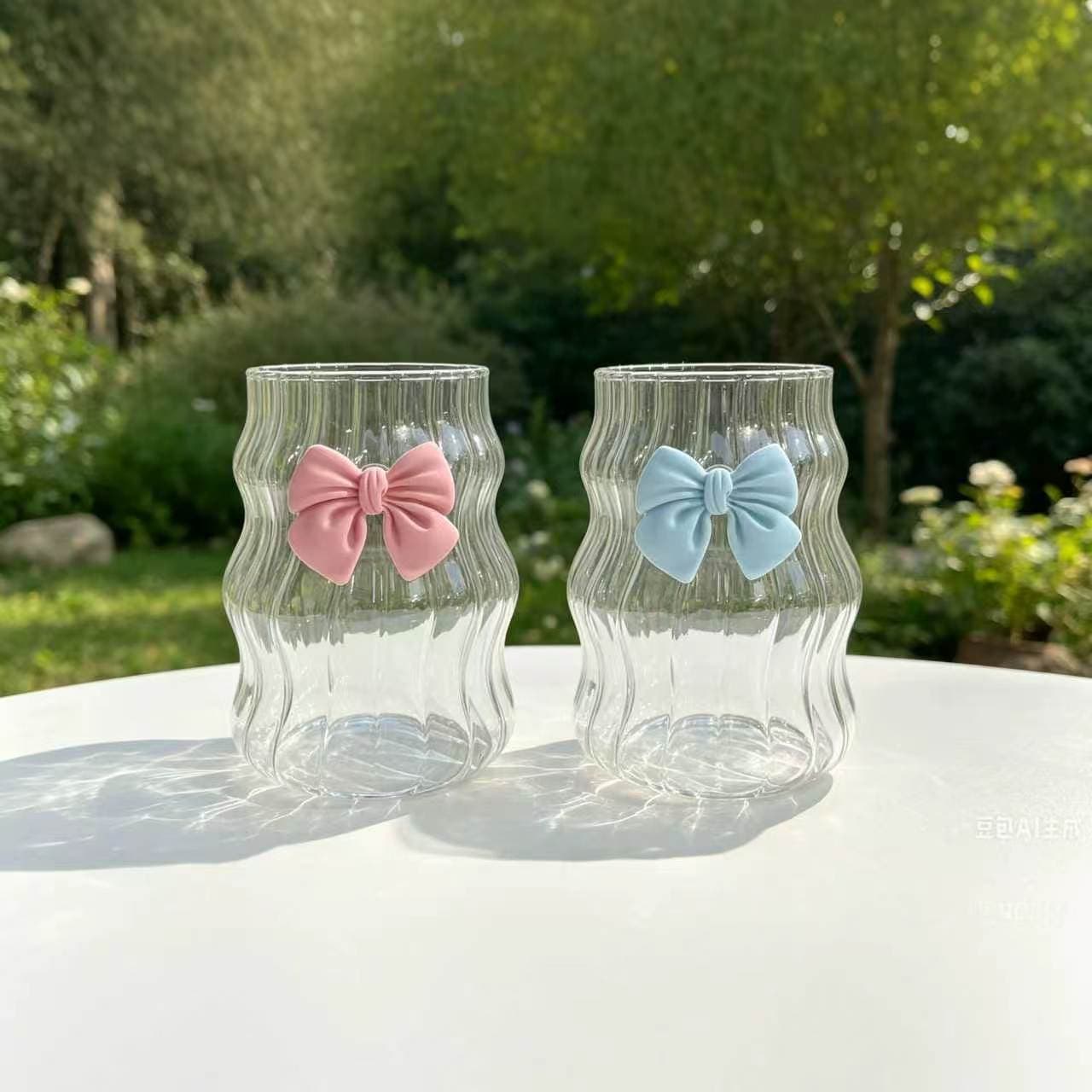 Cloud Cup High Borosilicate Glass Coffee Cup Transparent Glass Cup Iced Americano Drink Cup Butterfly Style Cute Water Cup