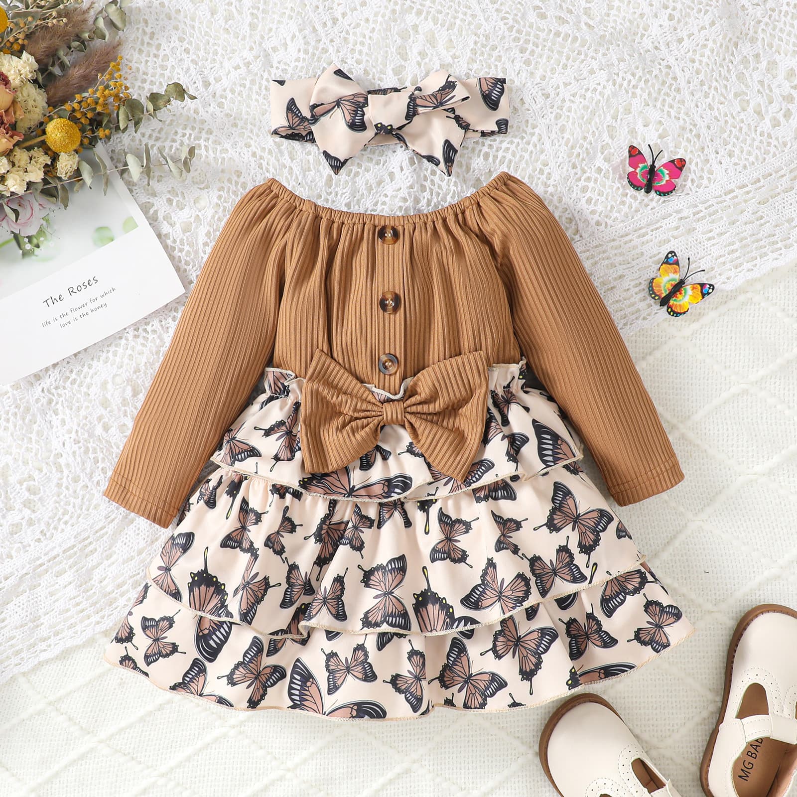 Independent Station LAZADA Cross-Border Special for New Baby and Child Pit Top with Bow Printed Dress
