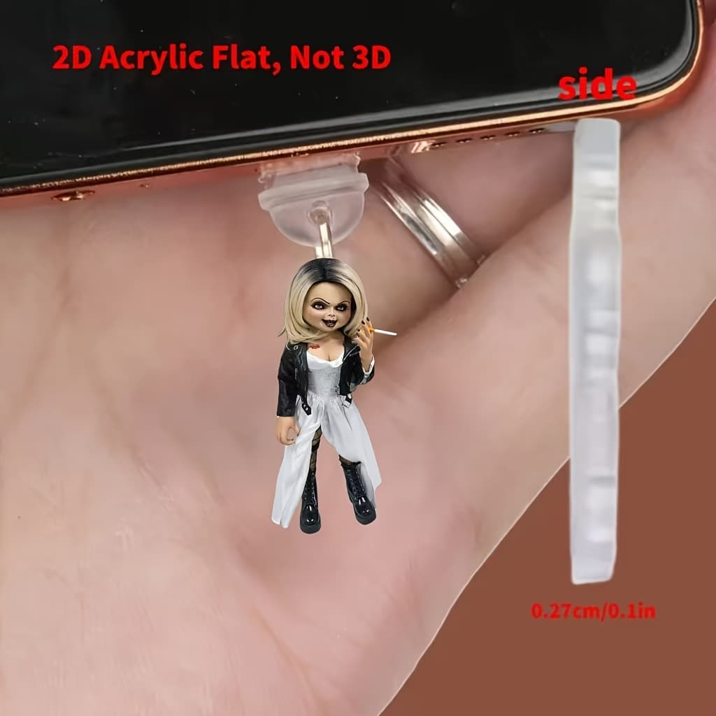 2D Flat Acrylic Bride Doll Phone Dust Plug for Type-C Port, Phone Maintenance and Repair