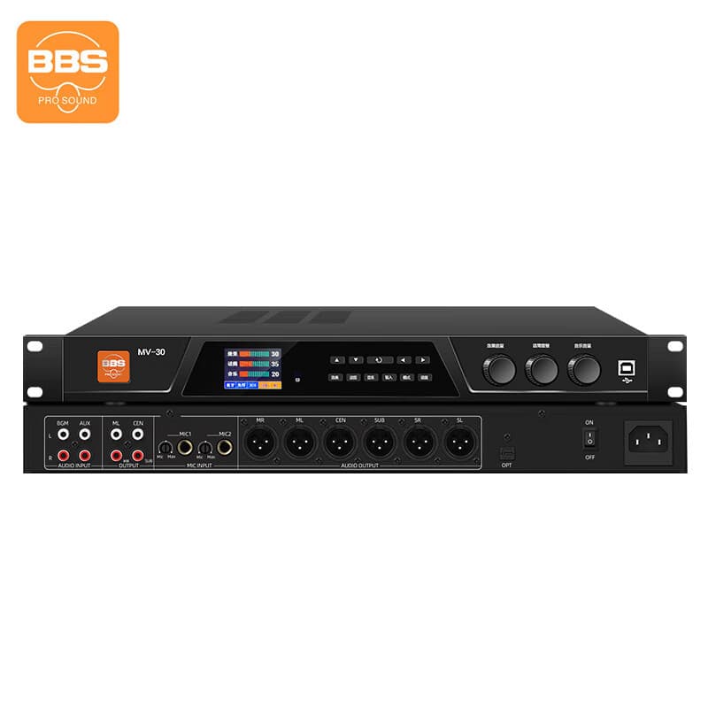 BBS Digital DSP Preamplifier Effects PLC for KTV, Home Karaoke, Bars, Stage Performances, Anti-Feedback MV-30
