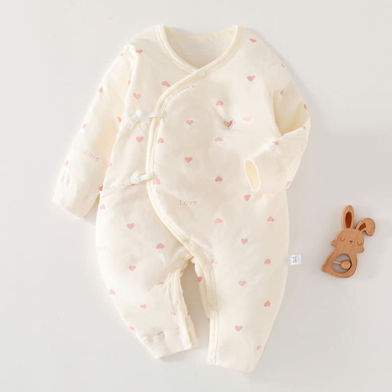 40g Baby Romper Cotton Padded Jacket for Autumn and Winter, Thickened Newborn Butterfly Suit for 0-6 Months, Baby Cotton Outfit with Tie Closure