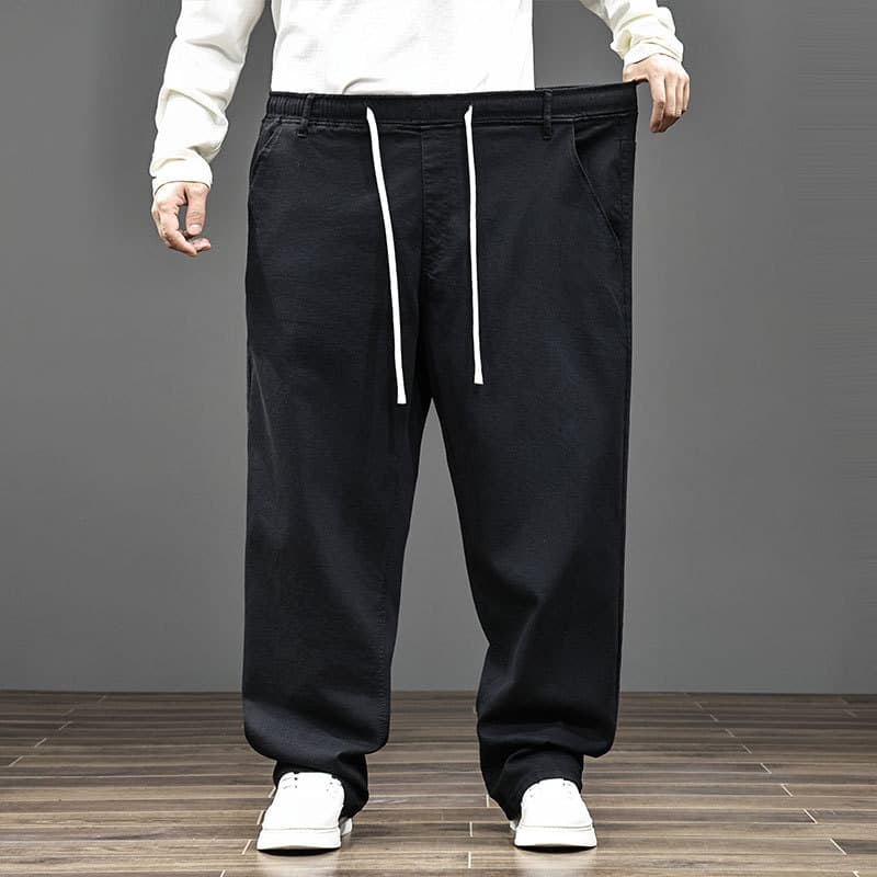 Chunqiu Extra Large Size 400 lbs Plus Size Men's Loose Stretch Straight Leg Jeans High Waist Deep Crotch Jeans