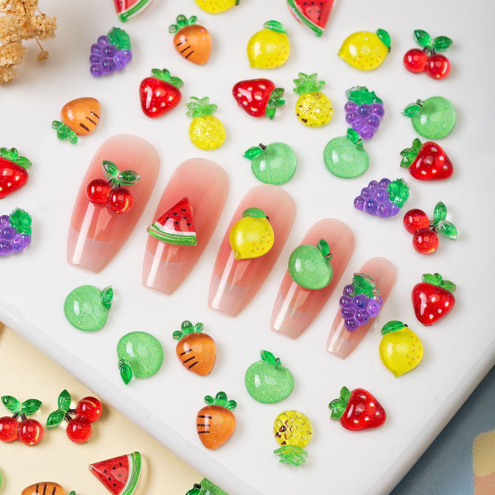 Fruit manicure jewelry dripping oil simulation three-dimensional cherry strawberry grape peach watermelon lemon diy nail accessories