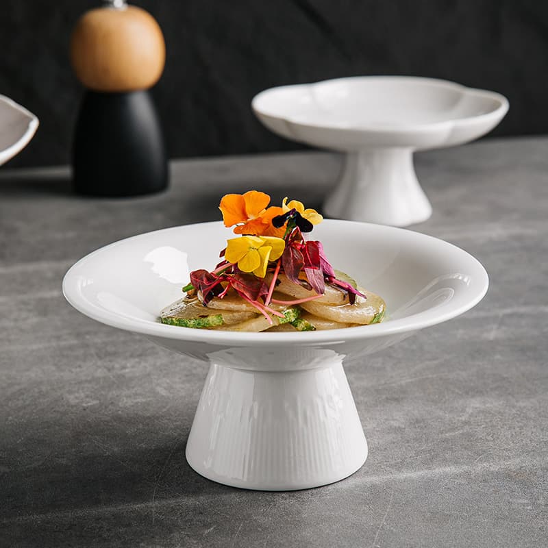 Ceramic tall plate creative tall fruit plate refreshment plate hotel restaurant club cold dish plate snack plate