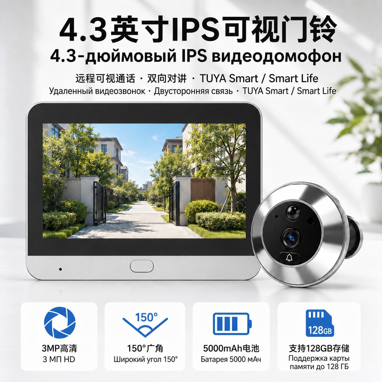 Customized graffiti screen 4K high-definition video doorbell smart sensor cat eye mobile phone surveillance camera smart security