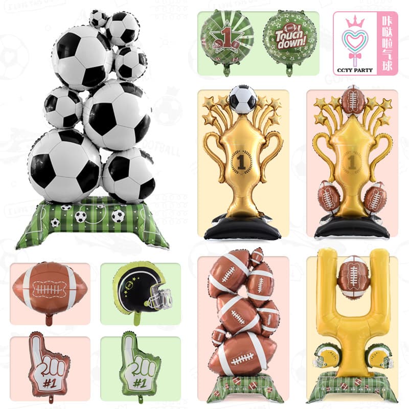 New Cross-Border World Cup Aluminum Foil Balloons 3D Soccer Basketball Stack Balloons Indoor Party Decoration Props Wholesale