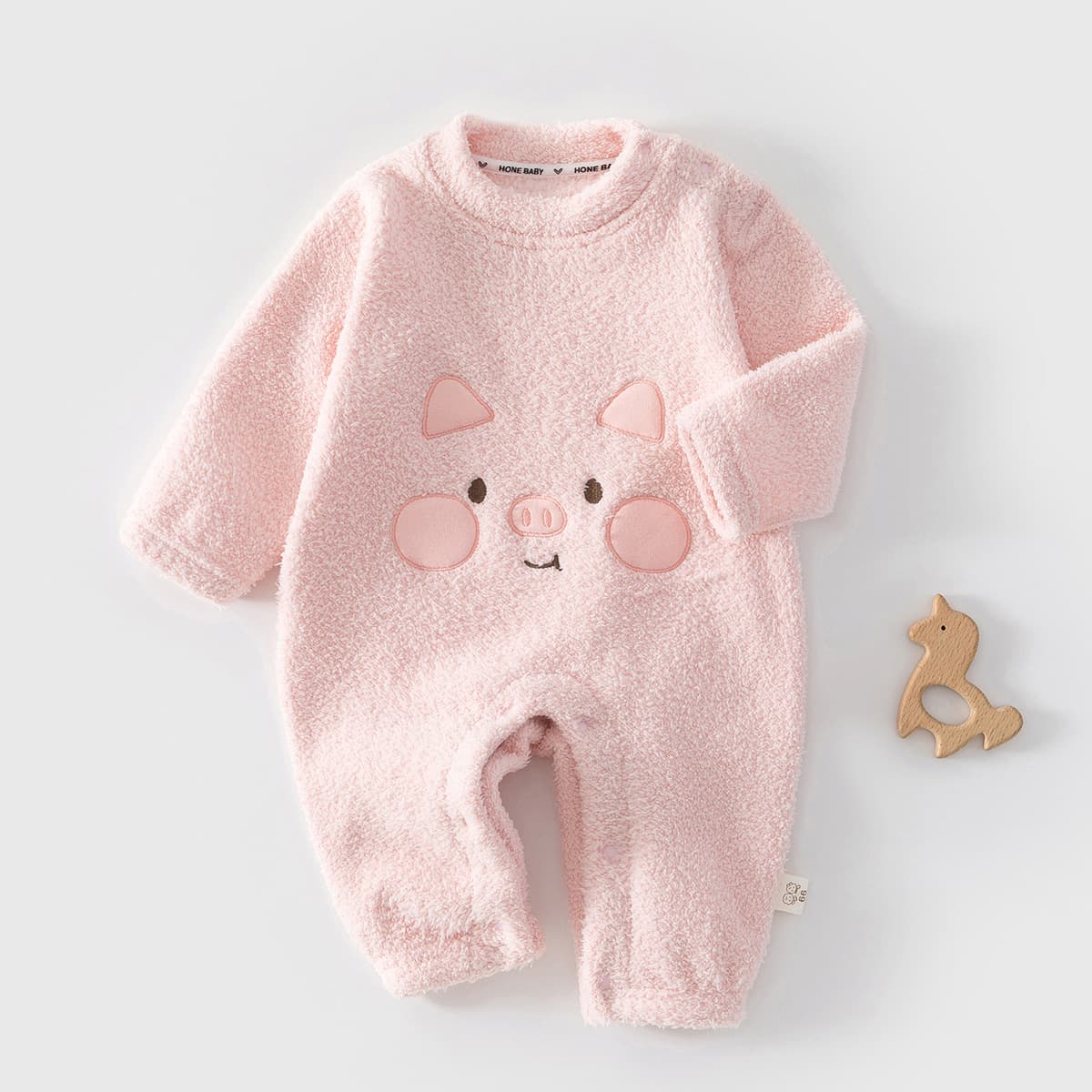 Baby Romper Half-Fleece Lined Thermal Unisex Infant Jumpsuit Outdoors & Home Wear Thickened Crawling Suit Autumn Winter