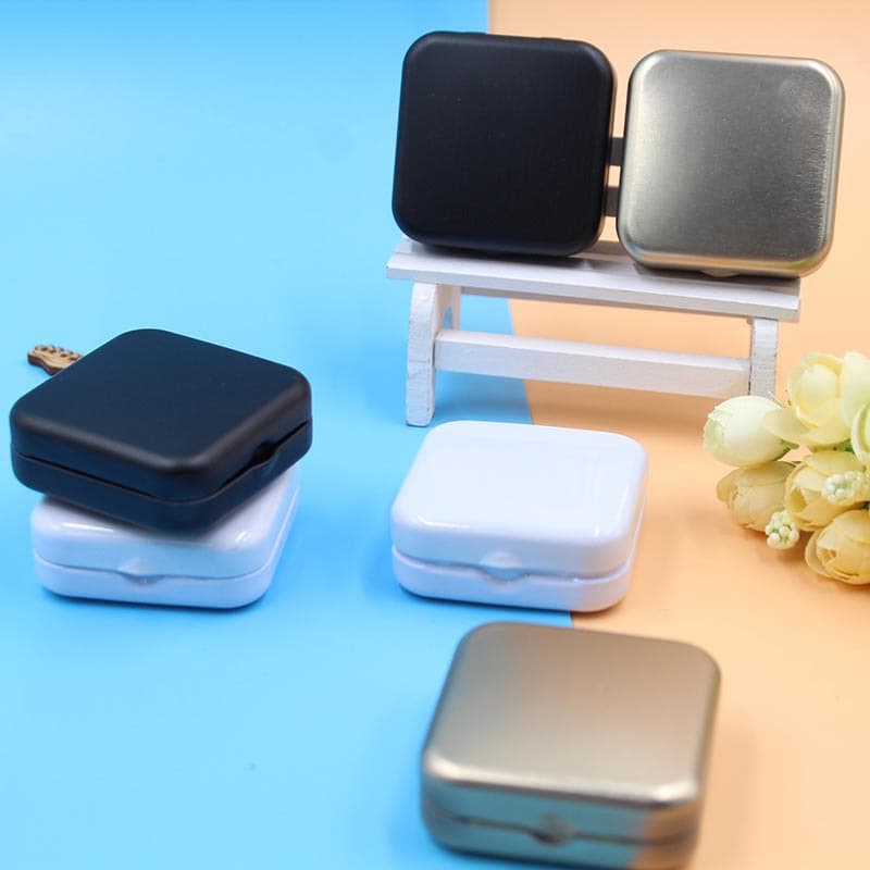 Candy Throat Lozenges Chocolate Box Portable Storage Tin Mini Flip Lid Tin Box