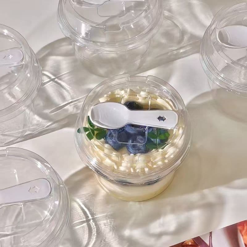Ice cream box with lid and scoop, round yogurt mousse cup, jelly pudding, custard cake baking packaging box